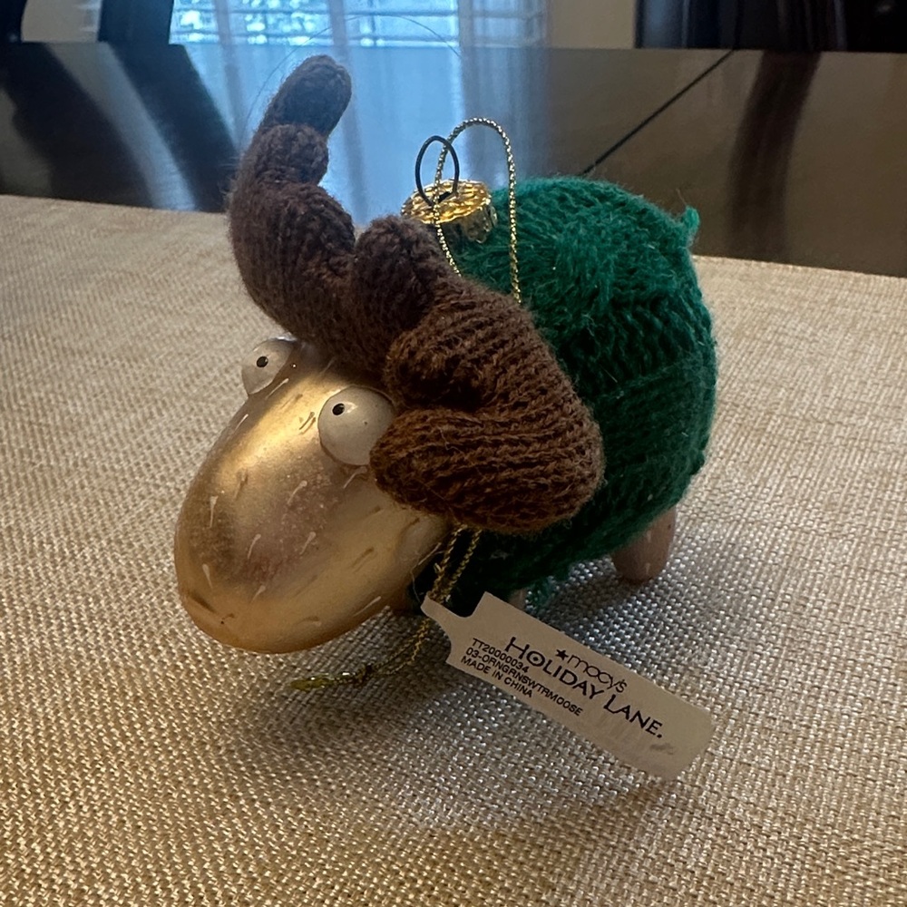 Gold and Green Moose‎ Ornament NWT